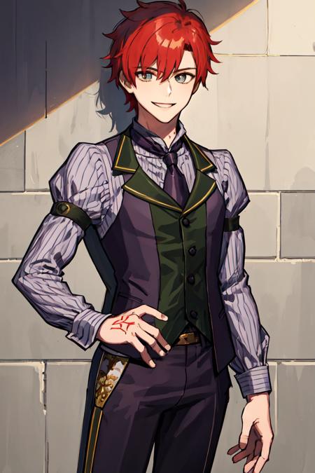 2496639-4120116458-masterpiece, best quality, absurdres, perfect anatomy, 1boy, solo, red hair, short hair, smile, standing, AtlasUniformMale, neck.png